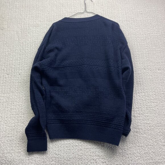 VTG Sweater Men M Blue Cooper Wool Blend Cardigan Grandpa Button 90s Canada Made - Picture 12 of 16